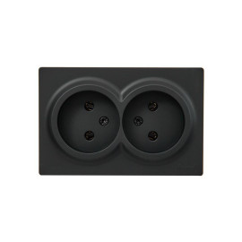 Розетка 2-м ОП LETO без заземл. закрытый корпус ПБТ черн. бархат LEZARD 752-4200-128B