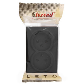 Розетка 2-м ОП LETO без заземл. закрытый корпус ПБТ черн. бархат LEZARD 752-4200-128B