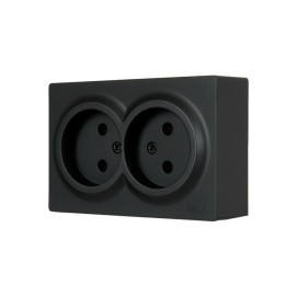 Розетка 2-м ОП LETO без заземл. закрытый корпус ПБТ черн. бархат LEZARD 752-4200-128B