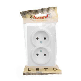Розетка 2-м ОП LETO без заземл. закрытый корпус ПБТ бел. LEZARD 752-0200-128B