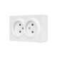 Розетка 2-м ОП LETO без заземл. закрытый корпус ПБТ бел. LEZARD 752-0200-128B