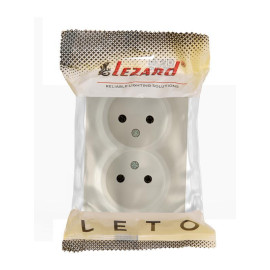 Розетка 2-м ОП LETO без заземл. закрытый корпус ПБТ крем LEZARD 752-0300-128B