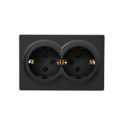 Розетка 2-м ОП LETO с заземл. закрытый корпус ПБТ черн. бархат LEZARD 752-4200-127B