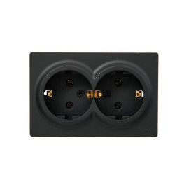 Розетка 2-м ОП LETO с заземл. закрытый корпус ПБТ черн. бархат LEZARD 752-4200-127B