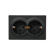 Розетка 2-м ОП LETO с заземл. закрытый корпус ПБТ черн. бархат LEZARD 752-4200-127B