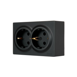 Розетка 2-м ОП LETO с заземл. закрытый корпус ПБТ черн. бархат LEZARD 752-4200-127B