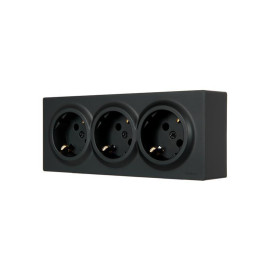 Розетка 3-м ОП LETO с заземл. закрытый корпус ПБТ черн. бархат LEZARD 752-4200-127BUP