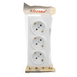 Розетка 3-м ОП LETO с заземл. закрытый корпус ПБТ бел. LEZARD 752-0200-127BUP