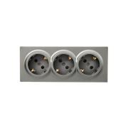 Розетка 3-м ОП LETO с заземл. закрытый корпус ПБТ платина LEZARD 752-3500-127BUP