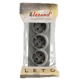Розетка 3-м ОП LETO с заземл. закрытый корпус ПБТ платина LEZARD 752-3500-127BUP