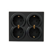 Розетка 4-м ОП LETO с заземл. закрытый корпус ПБТ черн. бархат LEZARD 752-4200-127BDP