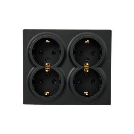 Розетка 4-м ОП LETO с заземл. закрытый корпус ПБТ черн. бархат LEZARD 752-4200-127BDP