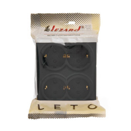 Розетка 4-м ОП LETO с заземл. закрытый корпус ПБТ черн. бархат LEZARD 752-4200-127BDP