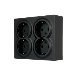 Розетка 4-м ОП LETO с заземл. закрытый корпус ПБТ черн. бархат LEZARD 752-4200-127BDP