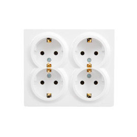 Розетка 4-м ОП LETO с заземл. закрытый корпус ПБТ бел. LEZARD 752-0200-127BDP