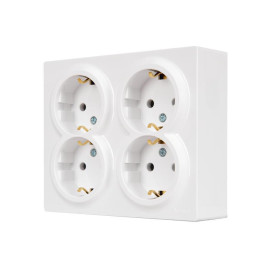 Розетка 4-м ОП LETO с заземл. закрытый корпус ПБТ бел. LEZARD 752-0200-127BDP