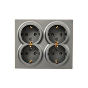 Розетка 4-м ОП LETO с заземл. закрытый корпус ПБТ платина LEZARD 752-3500-127BDP
