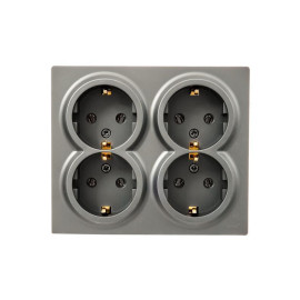 Розетка 4-м ОП LETO с заземл. закрытый корпус ПБТ платина LEZARD 752-3500-127BDP