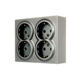 Розетка 4-м ОП LETO с заземл. закрытый корпус ПБТ платина LEZARD 752-3500-127BDP