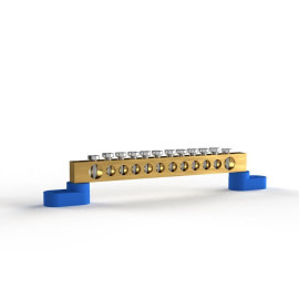 Шина нулевая 6х9мм 12 отвер. латунь У2-С на двух угловых изоляторах TOKOV ELECTRIC TKE-BSB-69-12-L2/N