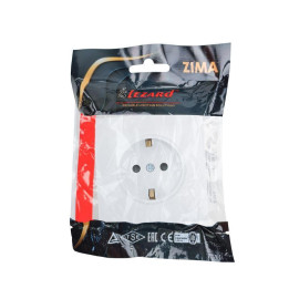 Розетка 1-мест. с защитн.шторк. СП ZIMA IP20 16А ПБТ безвинт. зажим бел. LEZARD 704-0288-124BQC