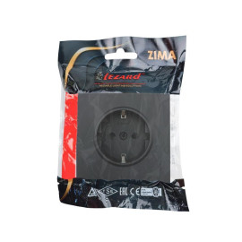 Розетка 1-мест. с защитн.шторк. ПБТ СП ZIMA IP20 10А безвинт. зажим черн. бархат LEZARD 704-4288-124BQC