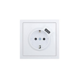 Розетка 1-мест. с/з+USB разъем ZIMA IP20 бел. LEZARD 704-0288-181