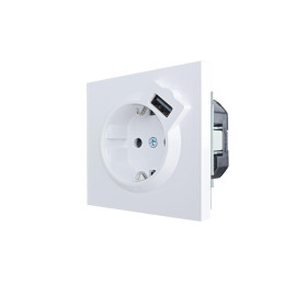 Розетка 1-мест. с/з+USB разъем ZIMA IP20 бел. LEZARD 704-0288-181