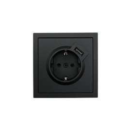 Розетка 1-мест. с/з+USB разъем СП ZIMA IP20 черн. бархат LEZARD 704-4288-181