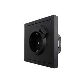 Розетка 1-мест. с/з+USB разъем СП ZIMA IP20 черн. бархат LEZARD 704-4288-181