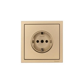 Розетка 1-мест. с/з ПБТ СП ZIMA IP20 10А безвинт. зажим зол. LEZARD 704-3688-122BQC