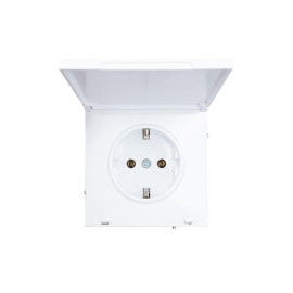 Розетка 1-мест. с/з с крышкой СП ZIMA 16А ПБТ безвинт. зажим бел. LEZARD 704-0288-123BQC