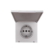 Розетка 1-мест. с/з с крышкой ПБТ СП ZIMA IP20 16А безвинт. зажим сер. матов. LEZARD 704-7488-123BQC