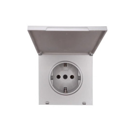 Розетка 1-мест. с/з с крышкой ПБТ СП ZIMA IP20 16А безвинт. зажим сер. матов. LEZARD 704-7488-123BQC