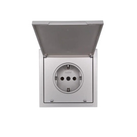 Розетка 1-мест. с/з с крышкой ПБТ СП ZIMA IP20 16А безвинт. зажим сер. матов. LEZARD 704-7488-123BQC