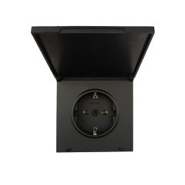 Розетка 1-мест. с/з с крышкой ПБТ СП ZIMA IP20 16А безвинт. зажим черн. бархат LEZARD 704-4288-123BQC
