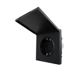 Розетка 1-мест. с/з с крышкой ПБТ СП ZIMA IP20 16А безвинт. зажим черн. бархат LEZARD 704-4288-123BQC
