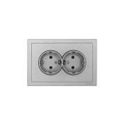 Розетка 2-мест. б/з СП ZIMA IP20 16А ПБТ безвинт. зажим сер. матов. LEZARD 704-7400-128BQC