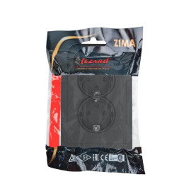 Розетка 2-мест. б/з СП ZIMA IP20 16А ПБТ безвинт. зажим черн. бархат LEZARD 704-4200-128BQC