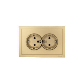 Розетка 2-мест. с/з СП ZIMA IP20 16А ПБТ безвинт. зажим зол. LEZARD 704-3600-127BQC