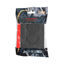 Розетка 2-мест. с/з СП ZIMA IP20 16А ПБТ безвинт. зажим черн. бархат LEZARD 704-4200-127BQC