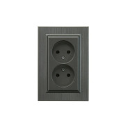 Розетка 2-я Karea LINE STAR без заземл. дым. металлик Makel 86050017