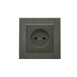 Розетка 1-м Karea LINE STAR без заземл. дым. металлик Makel 86050022