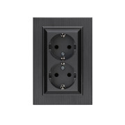 Розетка 2-я Karea LINE STAR с заземл. дым. металлик Makel 86050082