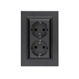 Розетка 2-я Karea LINE STAR с заземл. дым. металлик Makel 86050082