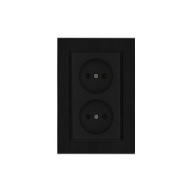 Розетка 2-я Karea LINE STAR без заземл. чер. Makel 86054017