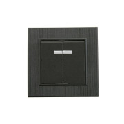 Выключатель 2-клав. с подсветкой Karea LINE STAR чер.Makel 86054023