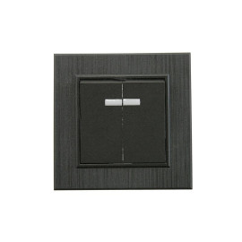 Выключатель 2-клав. с подсветкой Karea LINE STAR чер.Makel 86054023