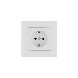 Розетка 1-м керамика Karea RIZZ с заземл. бел. Makel 88001008