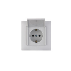 Розетка 1-м с крышкой Karea RIZZ с заземл. бел. Makel 88001029